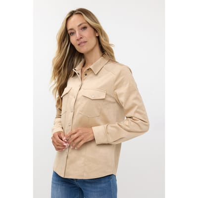 EsQualo Blouse Suedine Sand Maat: 36 | Longsleeves Outlet | Dames | Beige