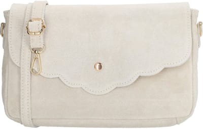 Charm London Mariëlle Schoudertas - Crossbody - Suede - Overslag - Verstelbare Band - Ritssluiting - Dames - Leren Dames Tas - Lichttaupe