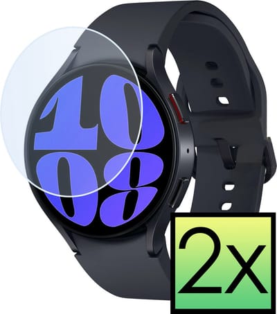 Screenprotector - 2 Stuks - Geschikt voor Samsung Watch 6 40 mm - Extra Sterk - Tempered Glass - Gehard Glas - Beschermglas Screen Cover - Bescherm Protector voor Smartwatch