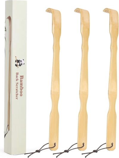 3-pack houten bamboe rugkrabbers voor volwassenen, lange 47 cm rugkrabber met geschenkverpakking