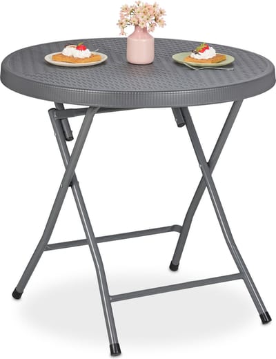 tuintafel inklapbaar - 74 x 80 cm - rotanlook - kunststof & staal - onderhoudsvrij