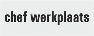 chef werkplaats deurbordje - deur - tekstbordje - zelfklevend - geanodiseerd aluminium - 130 x 50 mm. - dikte 0,5 mm. - 5 jaar garantie!