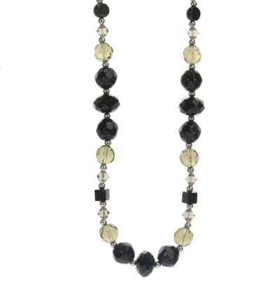 Behave - Ketting Kelly - Modeaccessoire met zwarte en gouden kralen - Lengte 40 cm (+verlengketting 7,5 cm)
