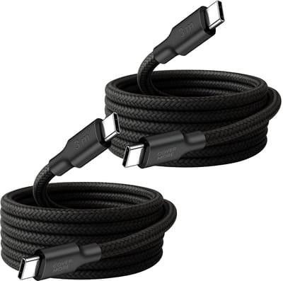 Usb C naar usb C kabel - 2 stuks - 3 meter - Lang - Stevig - Nylon - Zwart