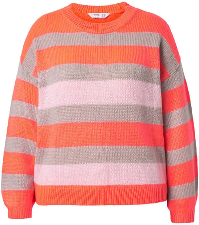 Angel of Style - Dames - Trui loose fit blokstrepen lange ballonmouw - Neon roze - Maat 42+