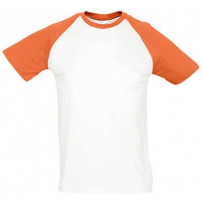 SOLS Heren Funky Contrast T-Shirt met korte mouwen (Wit/oranje)