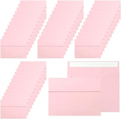 50 Stuks Zelfklevende Enveloppen Zonder Venster in Roze - Perfect voor Trouwaankondigingen en Bedankkaarten - Formaat 183 x 133 mm