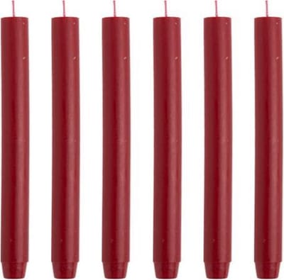 Cactula | Dinerkaarsen - Dikke kaarsen - Rood - 30 x 2.6 cm - 6 stuks - 20 Branduren