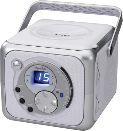 Draagbaar Muzieksysteem - Radio CD Speler - Muziek Luisteren - Ingebouwde Bluetooth - 24.8 x 17.8 cm - Zilver