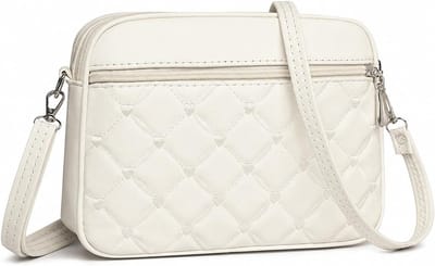 Stijlvolle schoudertas voor dames, PU leren crossbody tas met afneembare riem, geborduurd hart en geruit ontwerp, perfect voor mobiel en essentials
