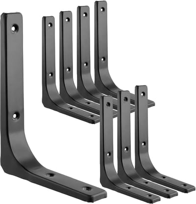 Set van 8 Hoeksteunen voor Planken, 90 Graden, 200 x 150 mm, RVS, L-vormige Wandbeugel, Ideaal voor Hoekplanken en Meubels, Stevige Wandmontage