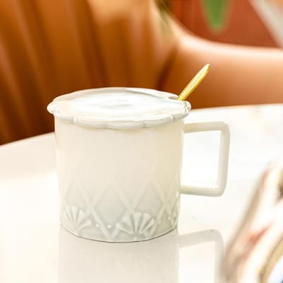 Hoge waarde Licht Luxe Mok Souvenir Thuis Koffiekop met Deksel Lepel Nordic Kantoor Keramische Kop Stijl 380ML