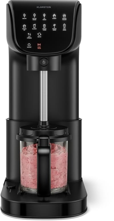 Klarstein Velaire Ice Cream Maker – 500 W ijsmachine, 3 × 0,6 L container (1,8 L totaal), 10 programma's, touch display, frozen yogurt & sorbet