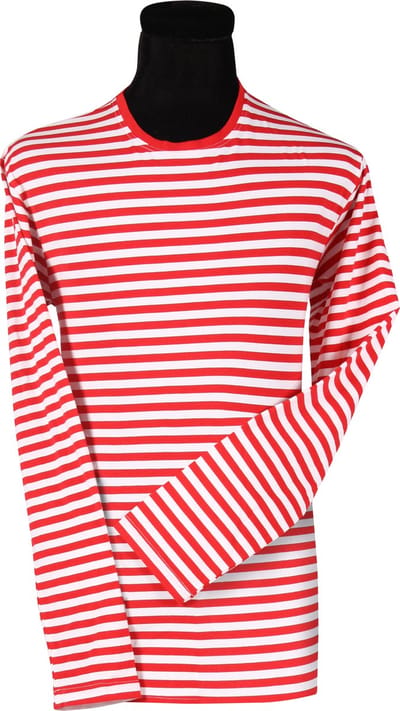 Shirt Gestreept - Unisex - Carnaval - Lange Mouw - Rood-Wit - Maat L