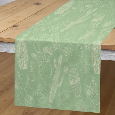 Abakuhaus Tafelloper – Exotische Woestijn Sukkulenten – 40×180 cm – Lichtgroen Kokos