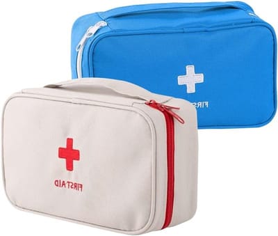 Draagbare lege medische tas, mini eerste hulp tas voor reizen, outdoor activiteiten en noodgevallen (blauw, grijs)