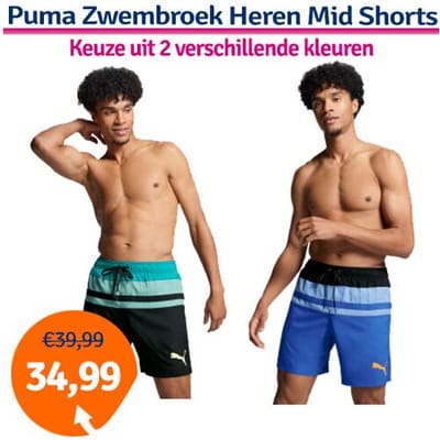 Puma Zwembroek Heren Heritage Stripe Mid Shorts Benjamin Blue Combo-XL
