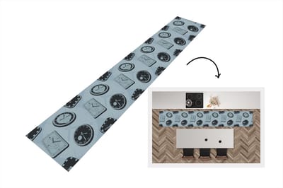 Keukenloper - Loper keuken - Klok - Patronen - Vintage - 300x50 cm - Keukenloper vinyl