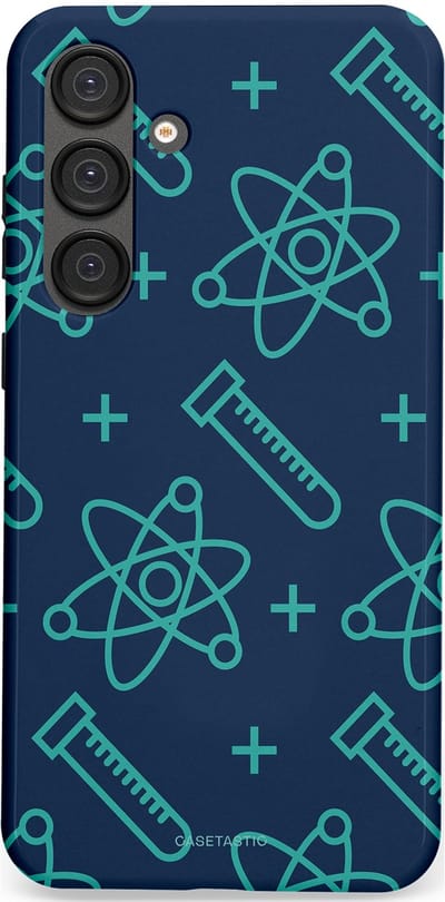 Casetastic hoesje geschikt voor Samsung Galaxy S25 Plus - Dubbellaagse bescherming - Atomen Creaties - Fashion Case - Donkerblauw Turquoise