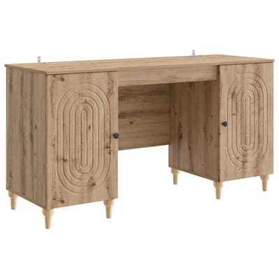 vidaXL - Bureau - Artisanaal - eiken - 142,5 - x - 50 - x - 75 - cm - Bewerkt - hout