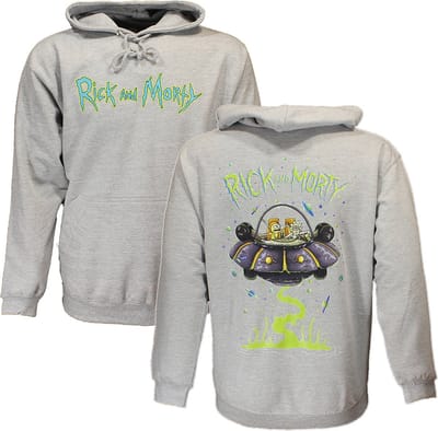 Rick and Morty Sweater Spacecruiser Pullover Hoodie Grijs - Officiële Merchandise - S