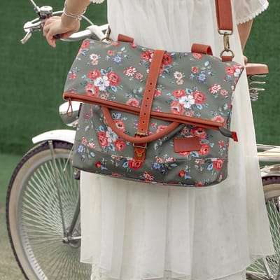 Dames Fietstas Shopper Waterdichte Canvas Fietstassen voor Achterdrager - Handtas voor Fietsen Reizen - TOURBON