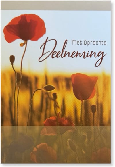 Cards & Crafts Condoleancekaart - Met Oprechte Deelneming Wenskaart - 12 x 17 cm - gevouwen kaart Inclusief envelop