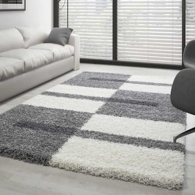 Gala Shaggy vloerkleed, hoogpolig design, grijs-wit-lichtgrijs 80x150 cm