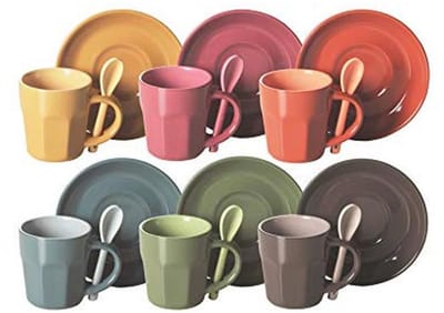 Set van 6 Koffiekopjes van Keramiek, Meerzijdig, 5,5 x 5,5 x 6,5 cm