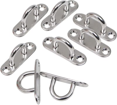 Dailygoods - Roestvrij Stalen Oog Plaat Haken - Zware Kwaliteit - Muur en Plafond Montage - 8 Stuks - U-Vorm - Tot 200 kg - Voor Ophangen van Voorwerpen