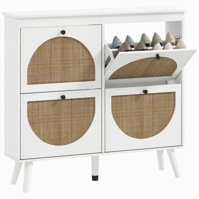 HOMCOM Klapbare schoenenkast - Spaanplaat - 105x24x97,5cm - Wit