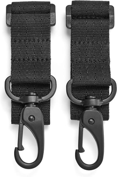 Wandelwagen Haken - Buggy Clips - Handen Vrij Houden - Universele Pasvorm - Set van 2 - Zwart