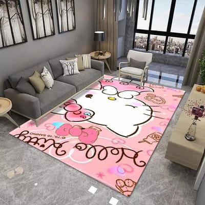 Sanrio Hello Kitty Kawaii Tapijt voor Woonkamer en Slaapkamer bedside bank Vloerkleed Roze Kamerdecoratie Cadeau voor liefhebber 80*120cm