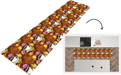 Keukenloper - Loper keuken - Koffie - Croissant - Patronen - Ontbijt - 200x50 cm - Keukenloper vinyl