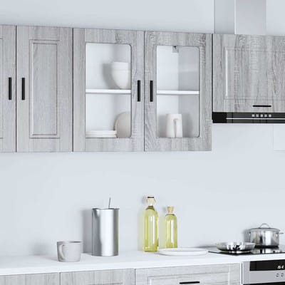 vidaXL - Keukenbovenkast - met - glazen - deur - Porto - grijs - sonoma - eiken