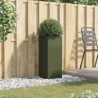 vidaXL - Plantenbak - 32x29x75 - cm - staal - olijfgroen
