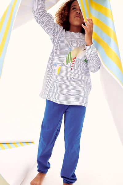 Woody X Anne Kurris pyjama jongens/heren - blauw - haai - 233-18-APB-Z/973 - maat 164