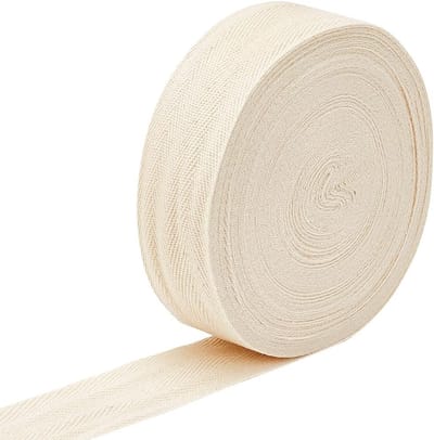 20m Katoenen Herringbone Twill Tape 40mm Breed in Cornsilk - Ideaal voor Naaien, Ambachten en DIY Projecten