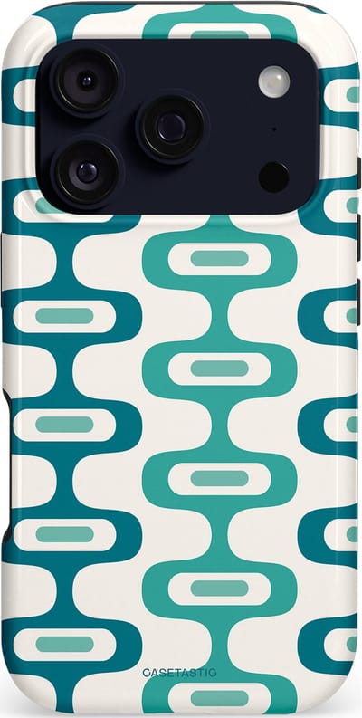 Casetastic hoesje geschikt voor Apple iPhone 17 Pro - MagSafe - Dubbellaagse bescherming - Vormen vibe - Fashion Case - Wit Petrol Lichtgrijs Mintgroen