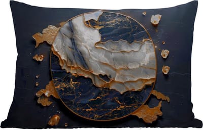 Buitenkussens - Kunst - Goud - Zwart - Modern - Abstract - 60x40 cm - Weerbestendig
