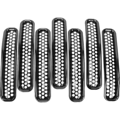 7 stuks Clip-On Voorste Mesh Grille Grill Inzetstukken Zwarte Kleur Past voor Jeep Wrangler black