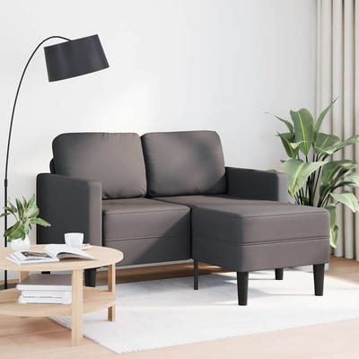 vidaXL - 2-zitsbank - met - chaise - longue, - L-vormig, - grijs, - 125 - cm, - kunstleer