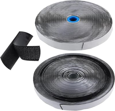 2 Rollen 25m x 20mm Zelfklevende Haak en Lussentape, Extra Sterk Dubbelzijdig Plakband voor Bevestigen, Zwart Plakband voor Creatieve Projecten en Klussen