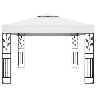 vidaXL - Prieel - met - dubbel - dak - 3x4 - m - wit