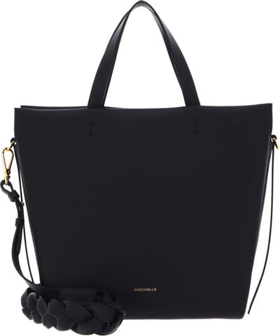 COCCINELLE Leren Handtas Schoudertas Boheme Grana Double Handbag Double Grainy Leather Noir / Cuir Zwart