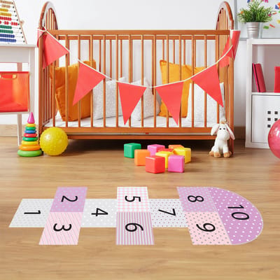 Antislip vloerstickers met beschermlaag - Meisjes hinkelbaan - 1 sticker van 80x135 cm