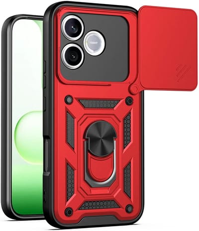 Hoesje geschikt voor HONOR 600 Lite - Phonesta CamShield Back Cover met Camera Slider - Rood