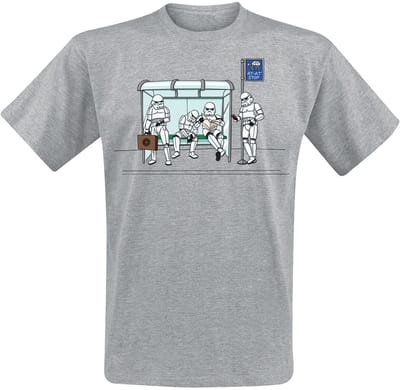 Star Wars - Disney T-shirt - Stormtrooper Bus Stop - M tot XXL - voor Mannen - grijs gemêleerd