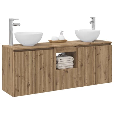 vidaXL - Badkamerkast - set - 3 - st - Artisanaal - eiken - 129 - x - 35 - x - 80 - cm