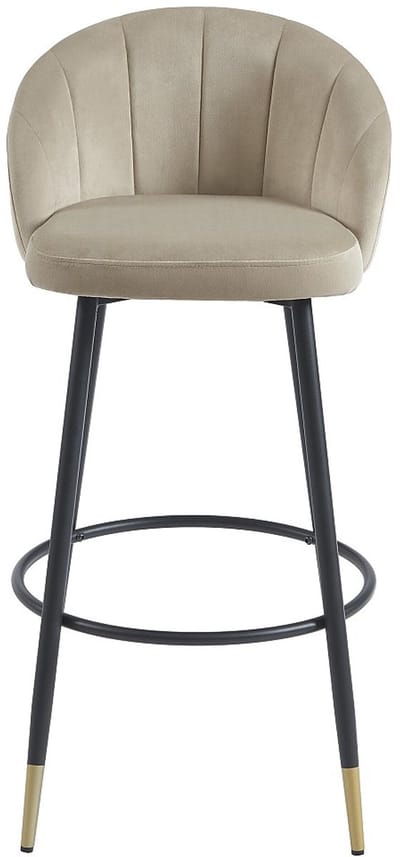 Vente-unique Set van 2 barkrukken in fluweel en metaal - Beige - ELIRAM L 49 cm x H 96 cm x D 58 cm